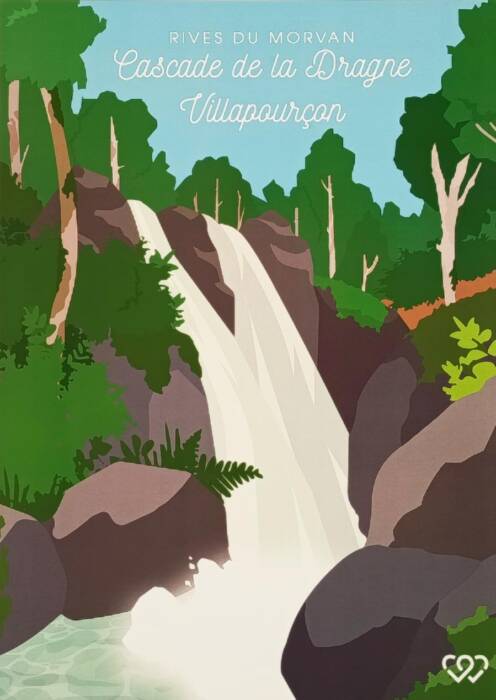 Affiche vintage de la cascade de la Dragne à Villapourçon