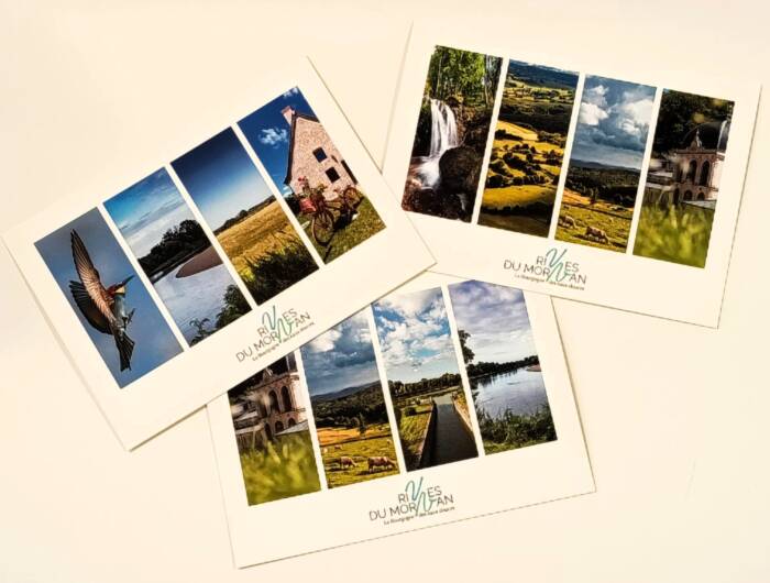 Vue des 3 cartes postales de destination : Canal du Nivernais, Loire et Morvan